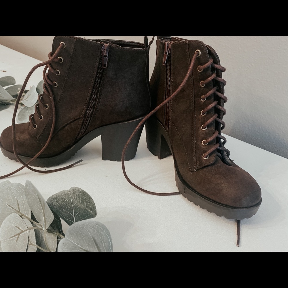 Brown Pleather Heels - Picture 2 of 3